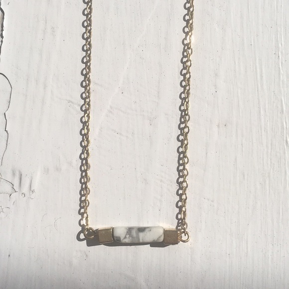 Gold and Marble Bar Necklace - Picture 1 of 4